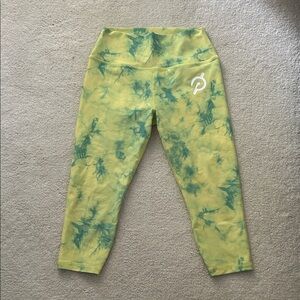 Peloton Women’s Capri Leggings- Yellow and Green Tie-Dye